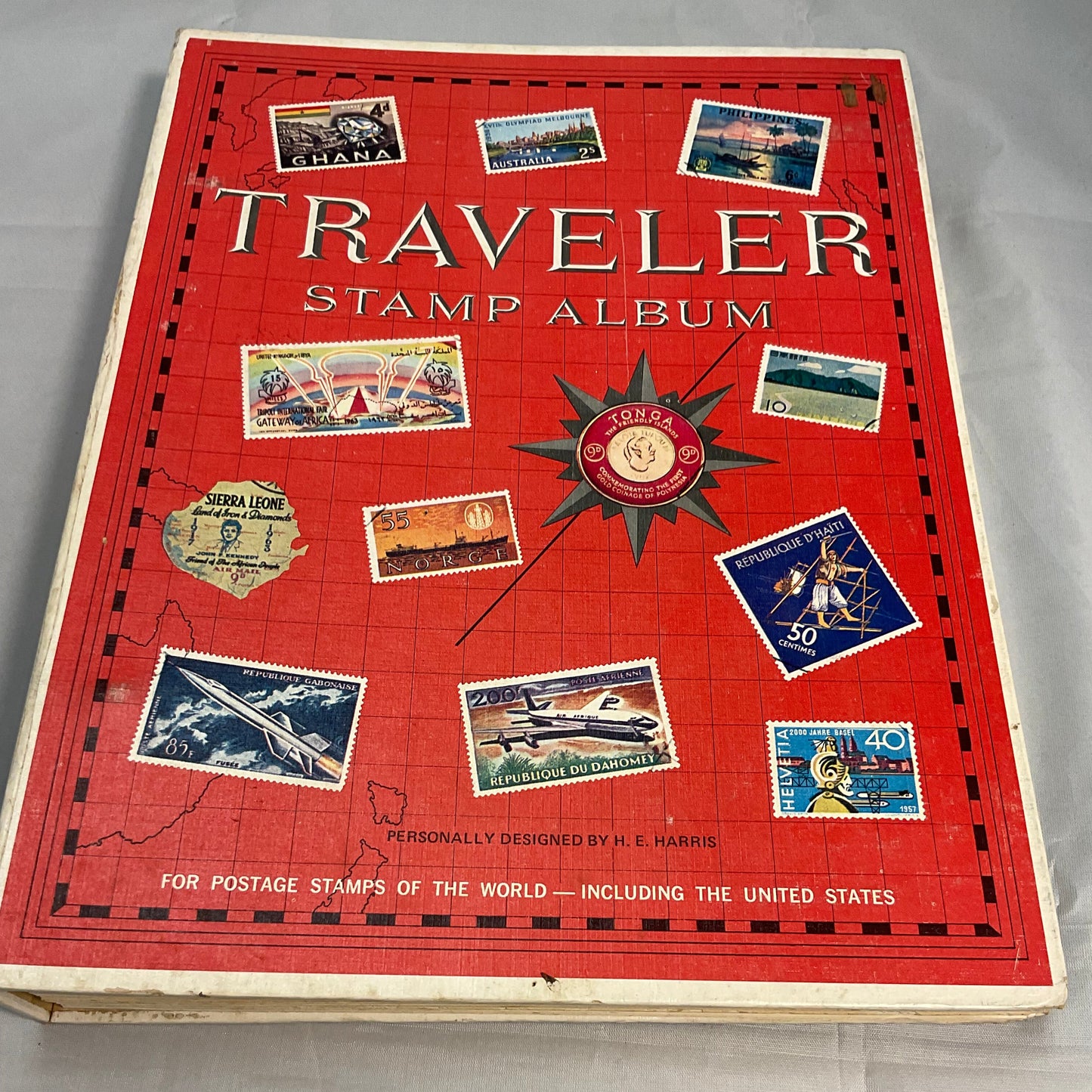 Traveler Stamp Album for International Postage Stamp Collectors Partially Full Incomplete
