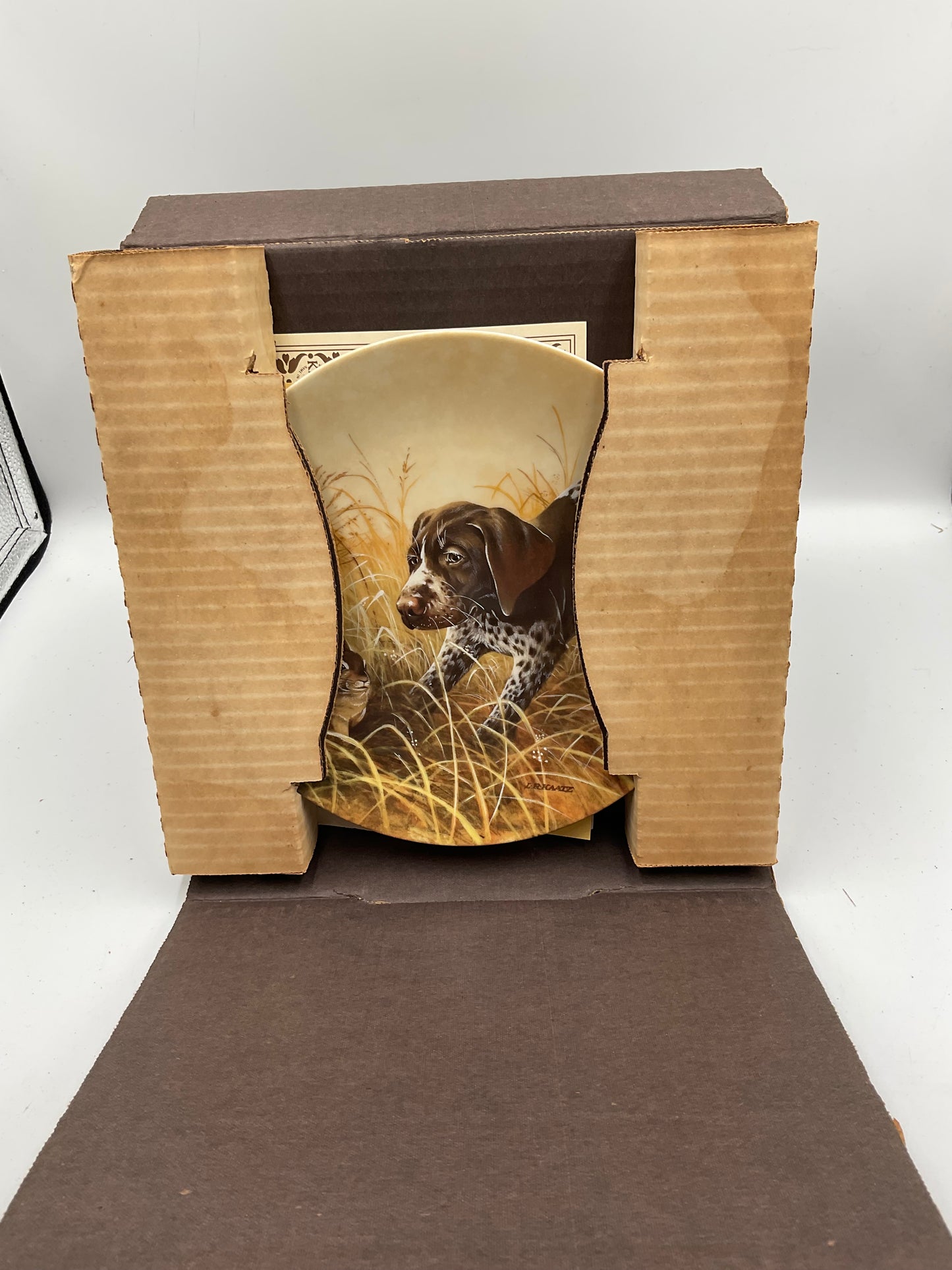 The Edwin M.Knowles China Co. “Fritz’s Folly-The German Shorthaired Pointer By Lynn Kaatz