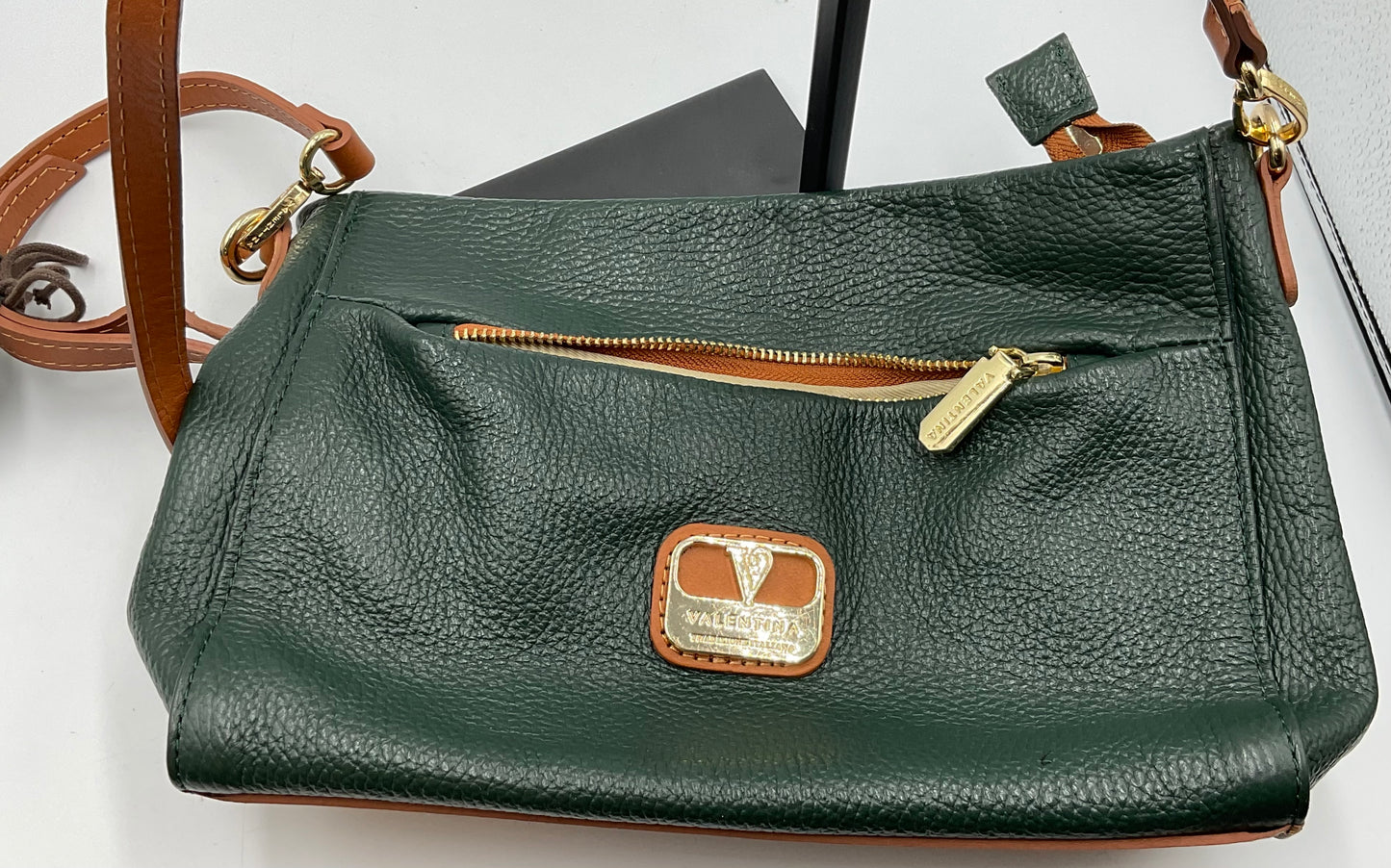 Valentina Italia Genuine Pebbled Leather Dark Forrest Green