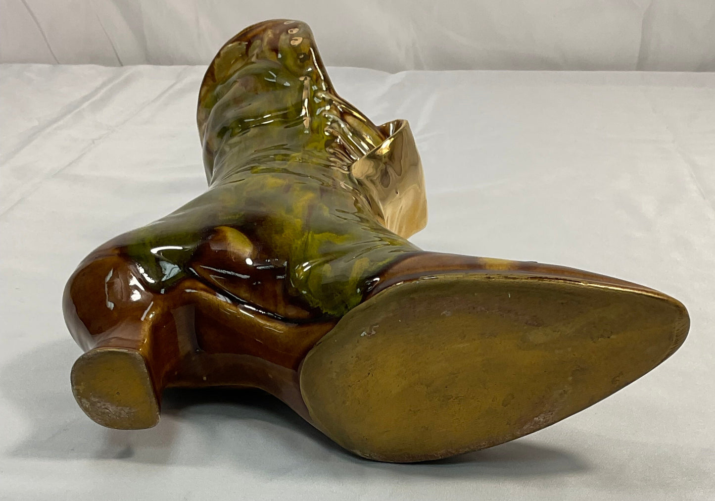 Cal-Style Ceramics Hand-Painted Porcelain Boot Collectible Planter Pot Indoor Outdoor Art Home Decor