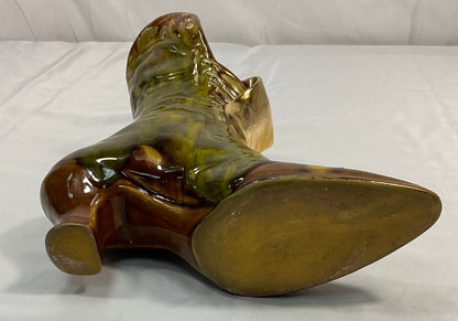 Cal-Style Ceramics Hand-Painted Porcelain Boot Collectible Planter Pot Indoor Outdoor Art Home Decor