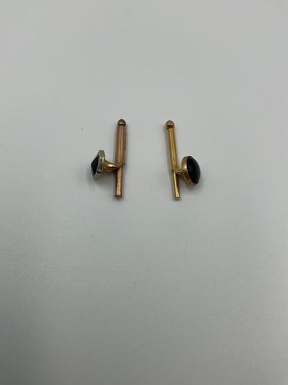 Tuxedo Shirt Studs Gold Tone Brown