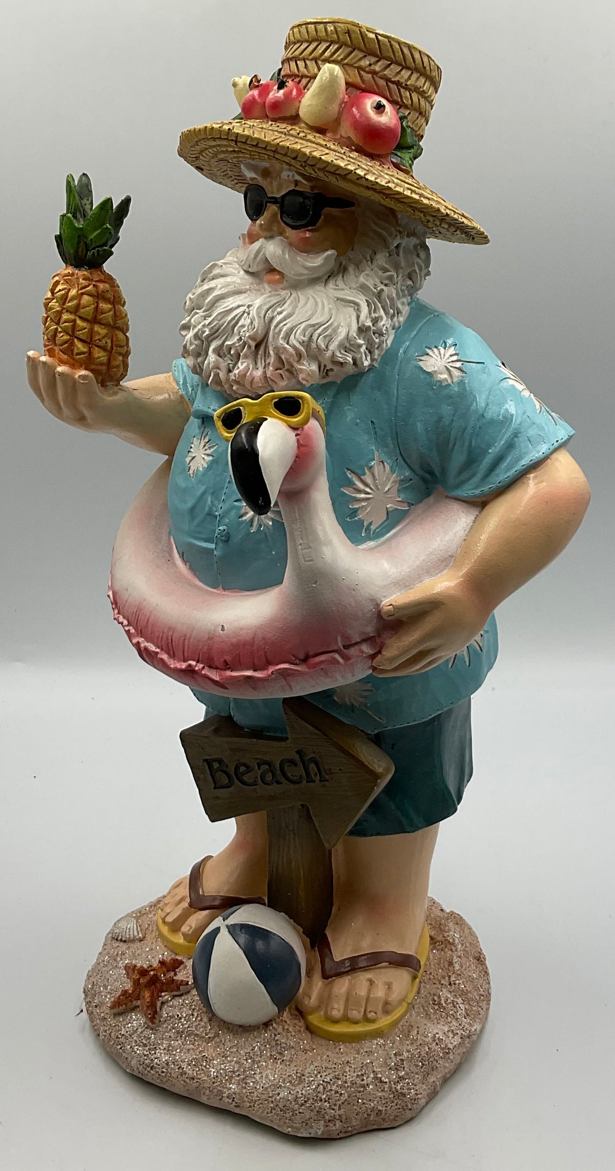Beach Santa Claus Figurine Pineapple Flamingo Float Tropical Coastal Decor