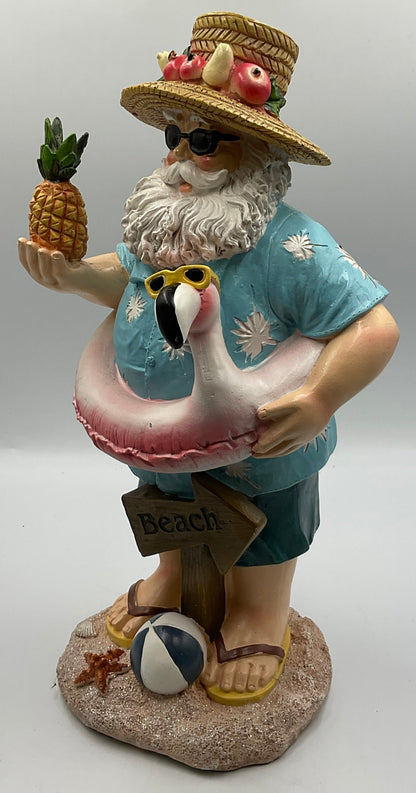 Beach Santa Claus Figurine Pineapple Flamingo Float Tropical Coastal Decor