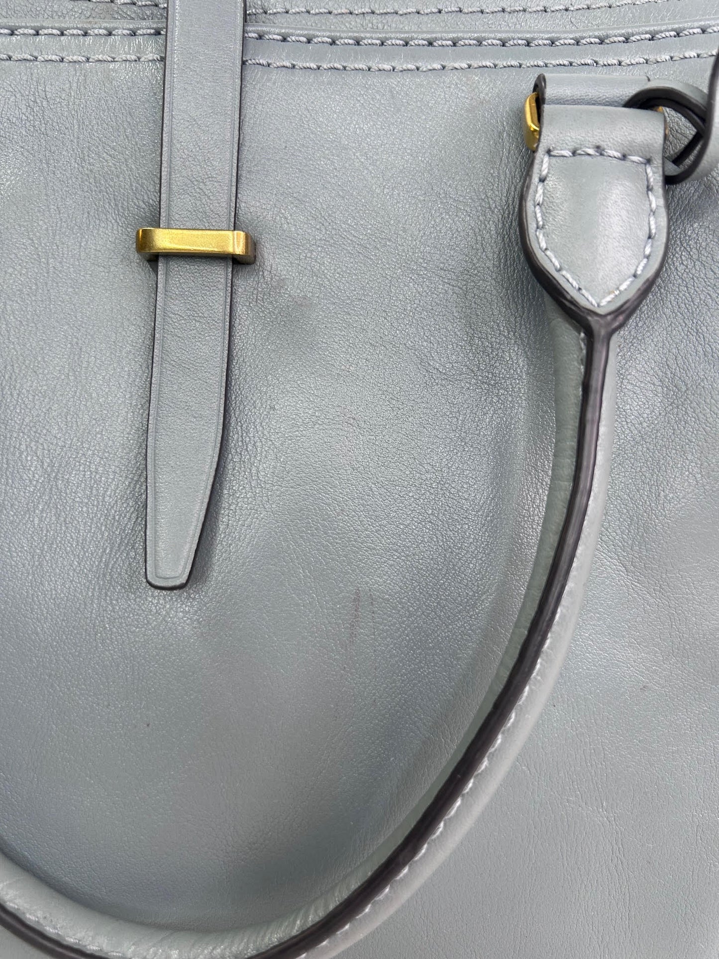 Fossil Ryder Horizon Blue Leather Satchel Handbag with Shoulder Strap