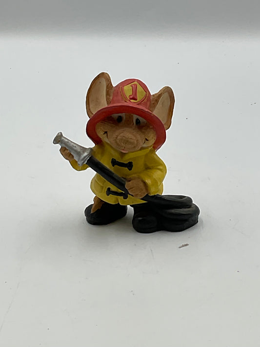 Vntage Firefighter Mouse Figurine  4 Inches Tall