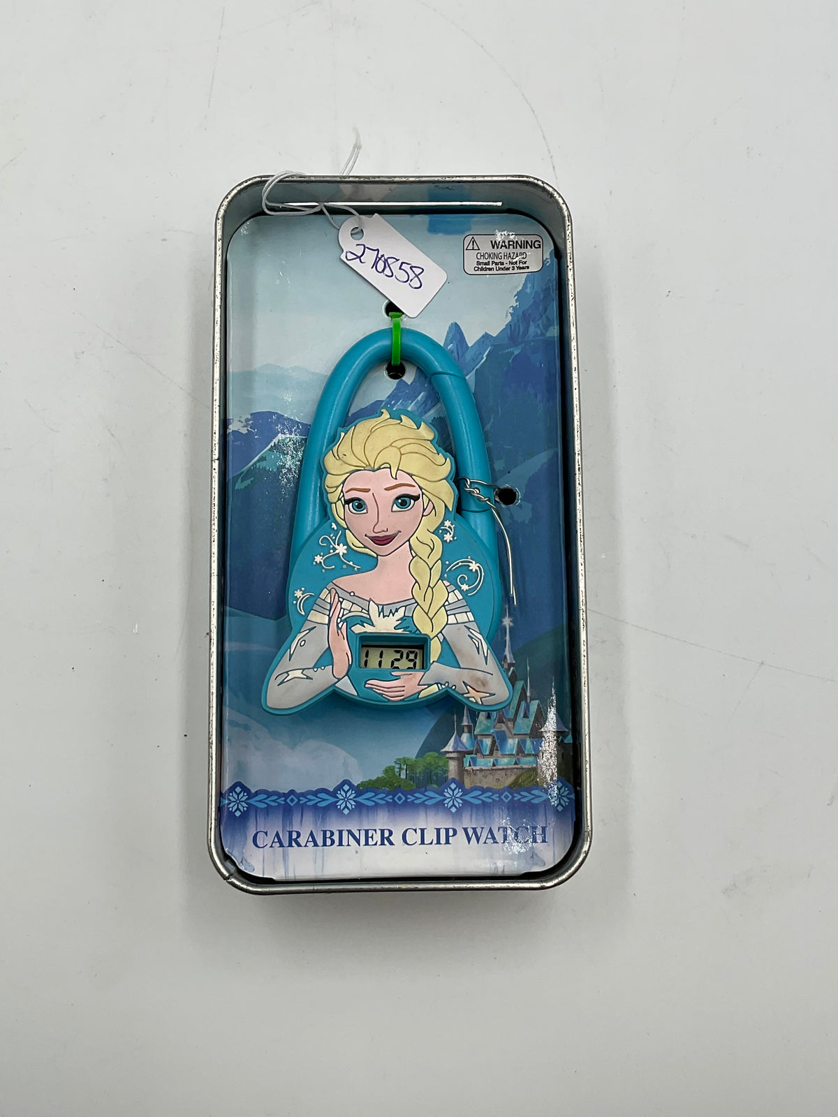 Disney Frozen Elsa Carabiner Clip Watch Anna Elsa Tin  New Battery