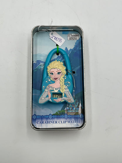 Disney Frozen Elsa Carabiner Clip Watch Anna Elsa Tin  New Battery