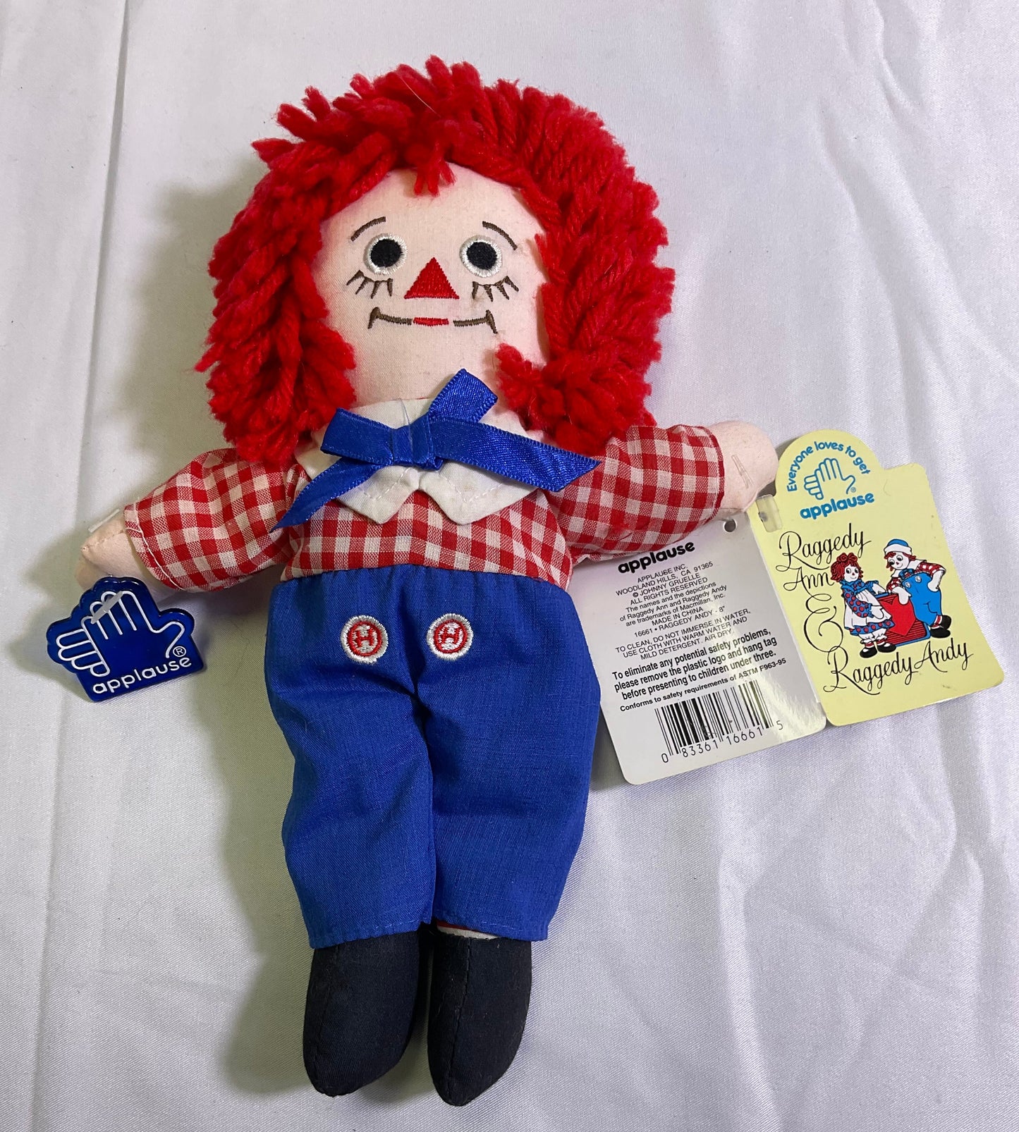 Raggedy Andy 12 Inch Doll by Applause I Love You Embroidered Heart