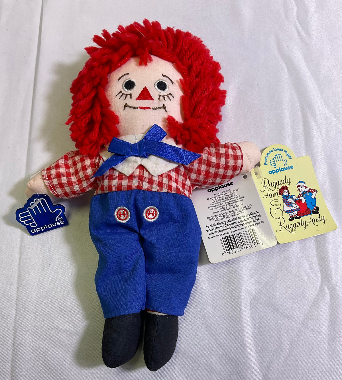 Raggedy Andy 12 Inch Doll by Applause I Love You Embroidered Heart