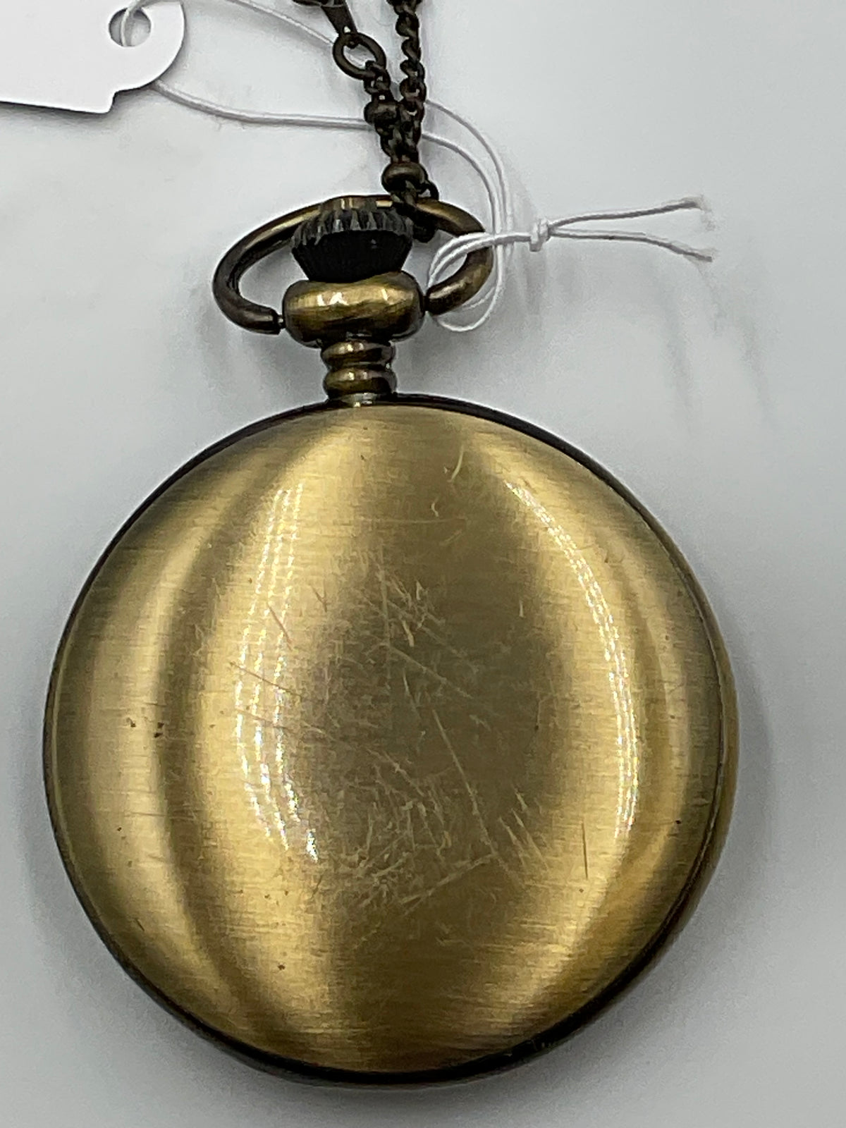 Demi Bronze Tone Quartz Pocket Watch Chain Vintage New Battery Working Condition