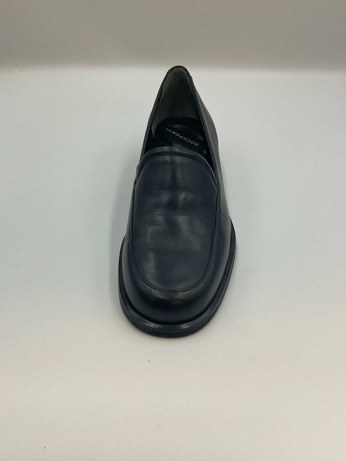 Rockport Black Leather Comfort Loafers Size 7M Block Heel