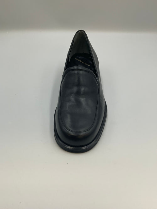 Rockport Black Leather Comfort Loafers Size 7M Block Heel