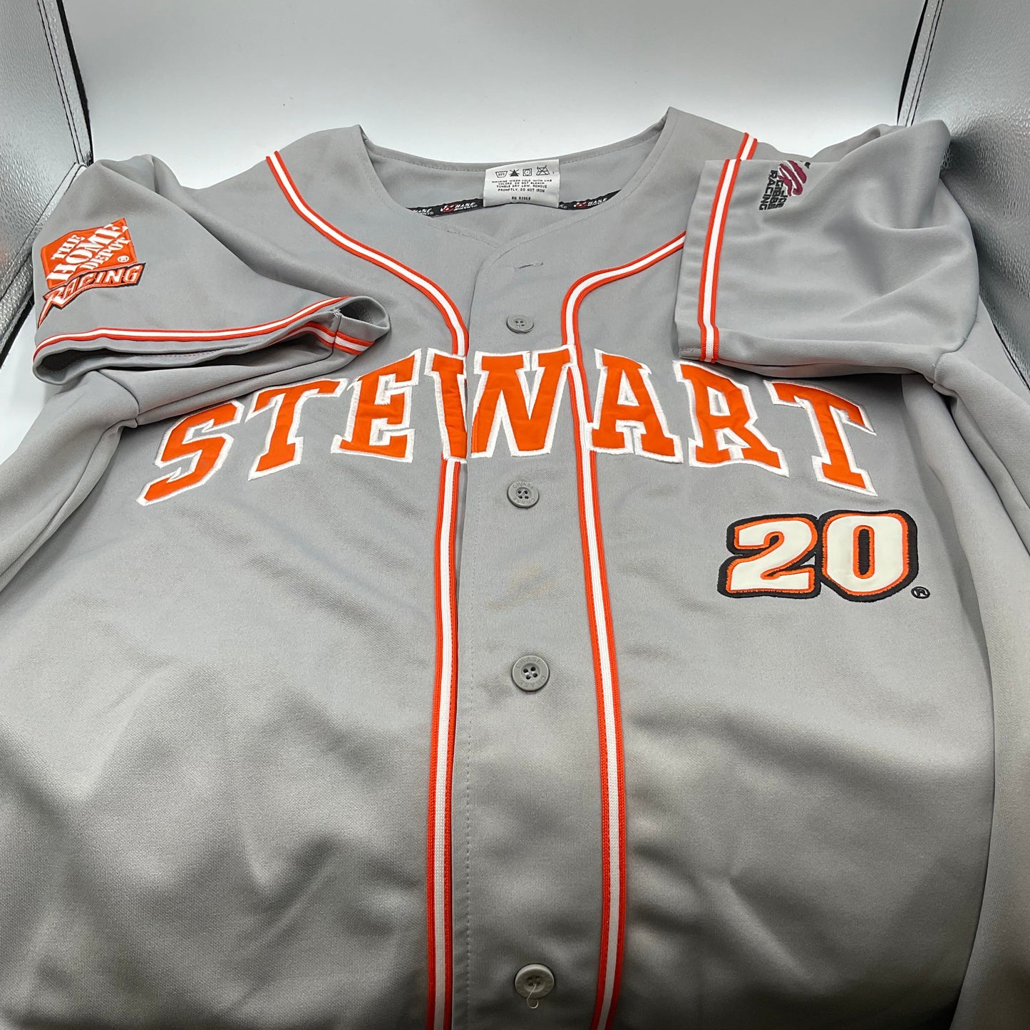 Chase NASCAR Tony Stewart #20 Baseball Jersey Grey 2XL