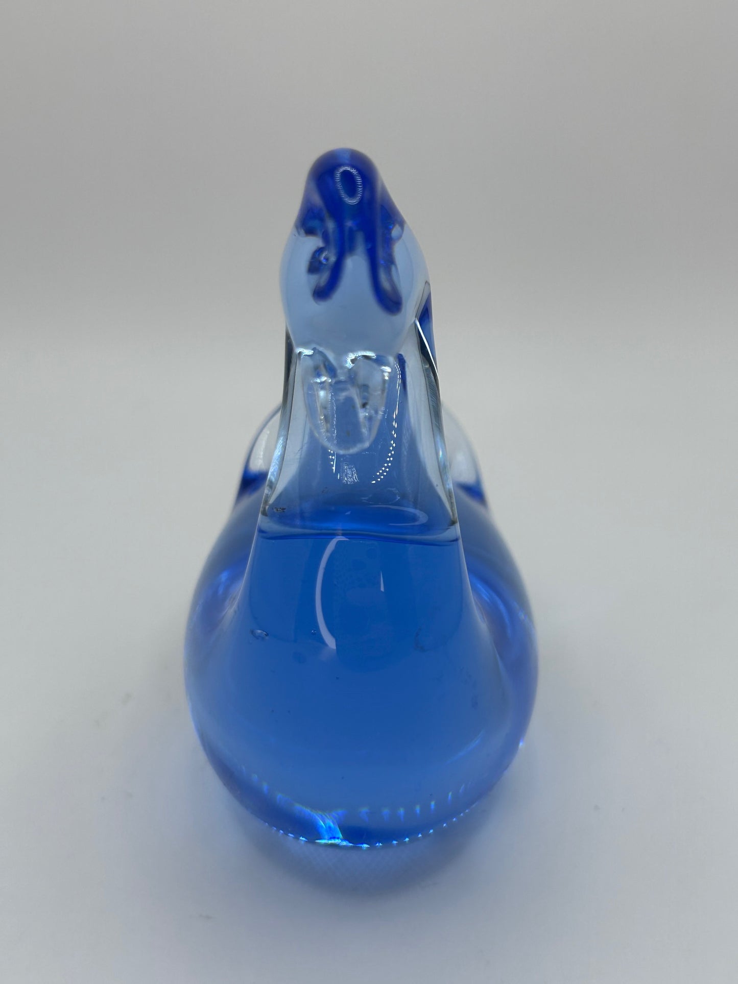 Blue Murano Style Hand-Blown Glass Swan Art Figurine
