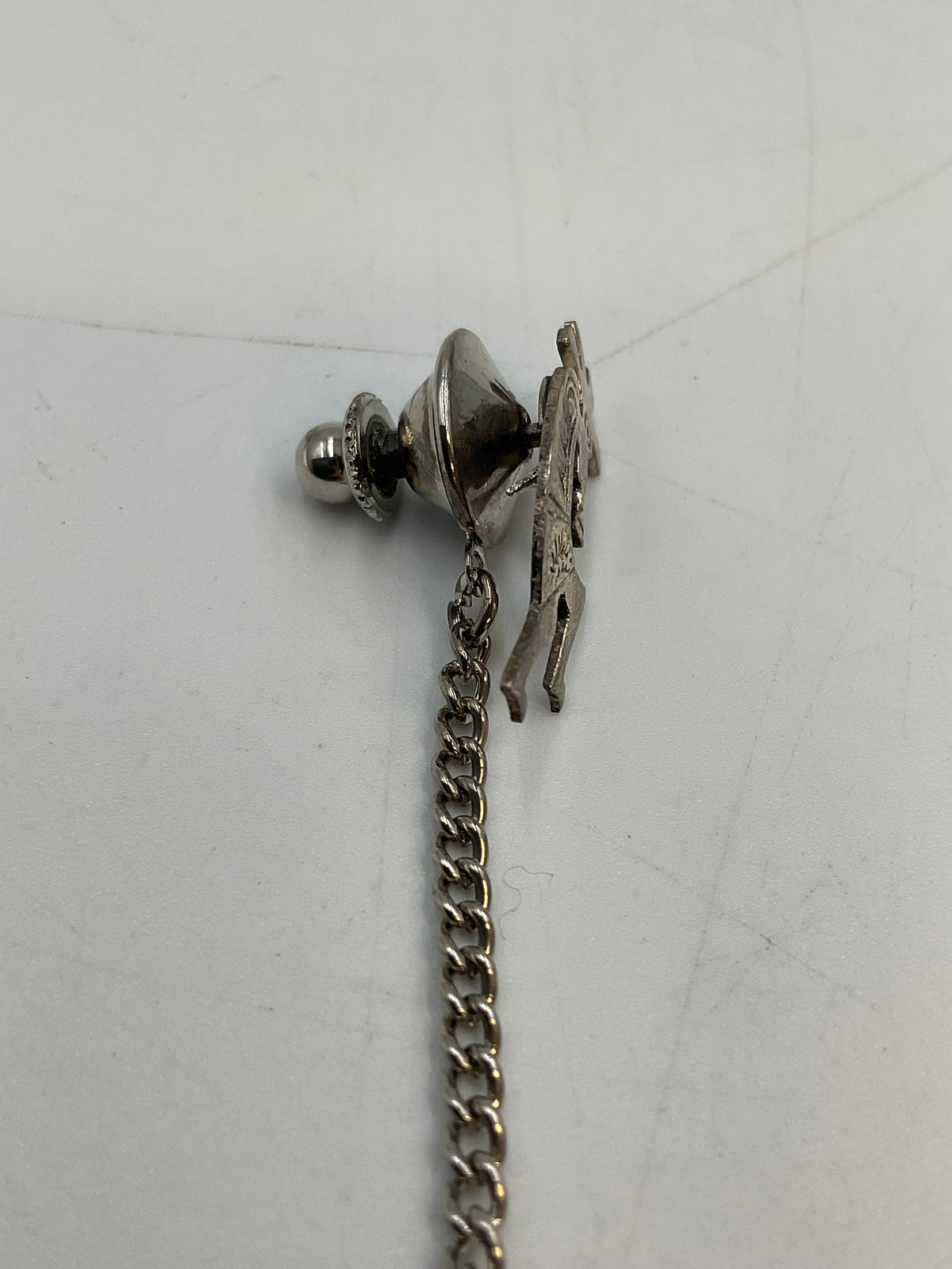 Kokopelli Tie Tack with T-Bar Chain Sterling Silver