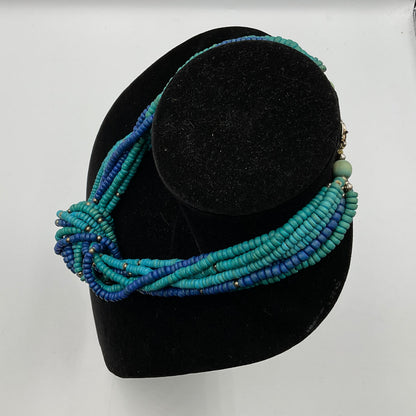 Multi Blue Bead Necklace