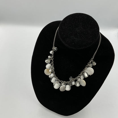 White Stone Beaded Chain Necklace