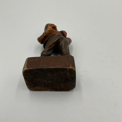 Vintage Hand Carved Wood Sculpture Marked Italy
