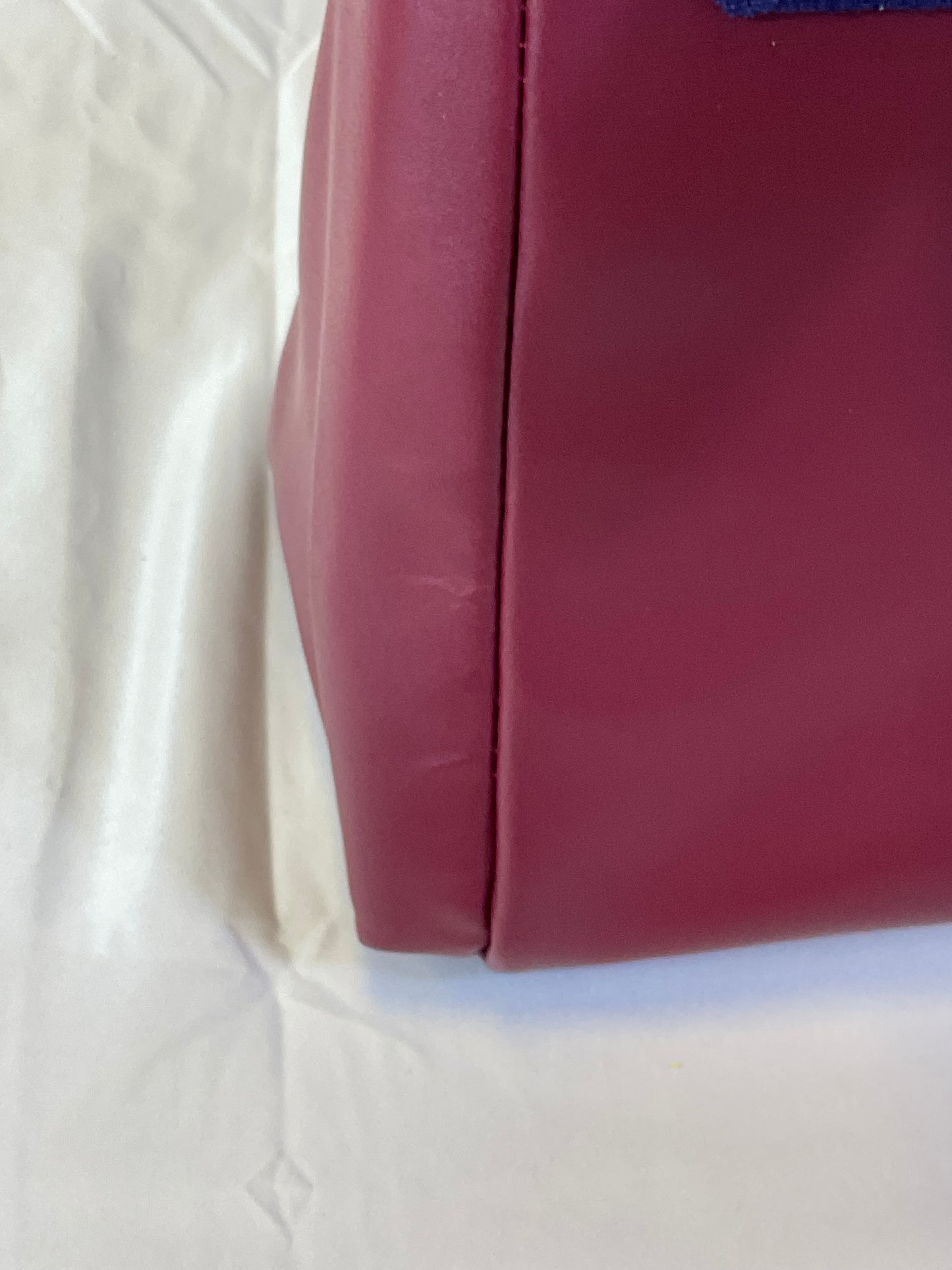 IMAN Global Chic Luxurious Suede and Leather Blue Red Handbag New with Tags