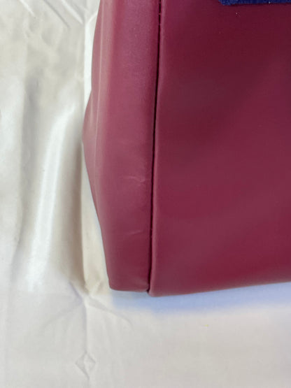 IMAN Global Chic Luxurious Suede and Leather Blue Red Handbag New with Tags