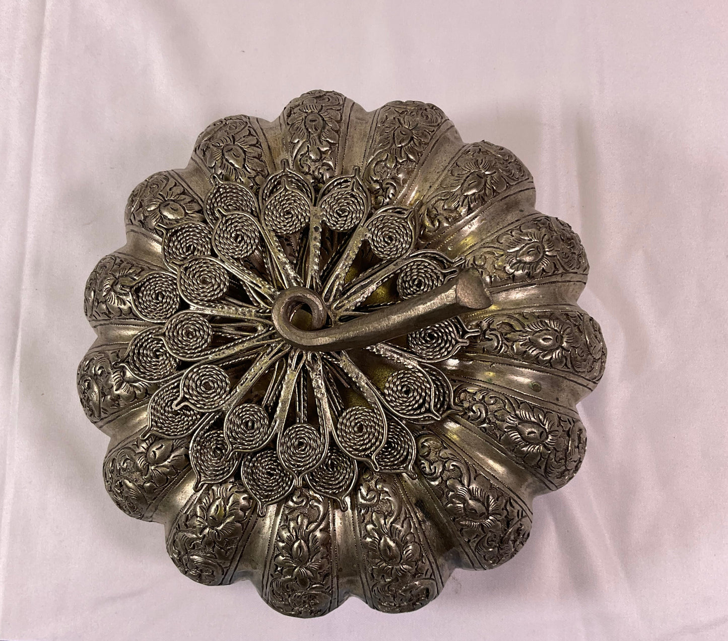 Vintage Cambodian Pumpkin Trinket Betel Nut Box Possibly Silver-Plated