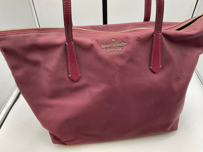 Kate Spade Large Canvas Reddish Burgundy Tote Handbag Purse