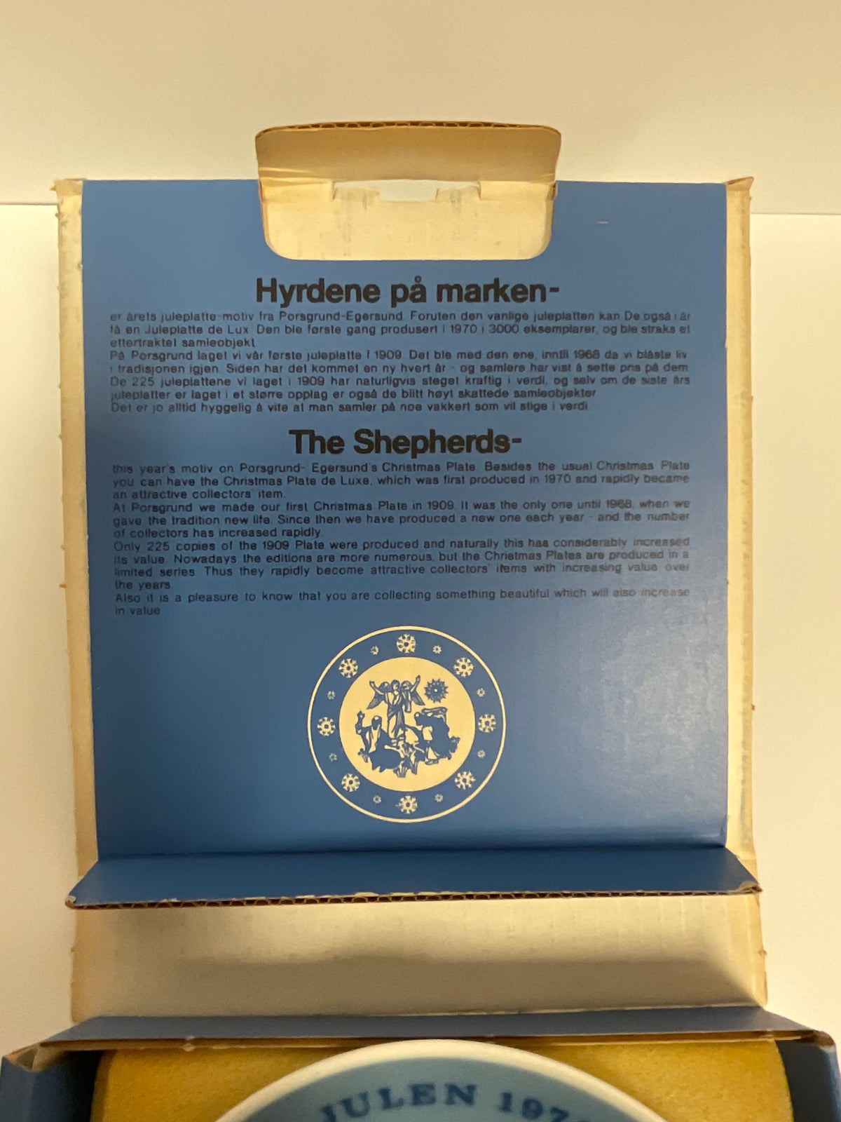 Julen Porsgrund Vintage 1974 The Shepherds Plate With Original Box