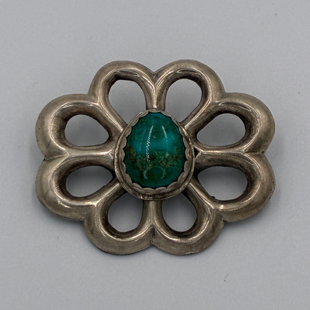 Vintage Brooch Wilford B Henry WBH Navajo Sterling Turquoise Openwork
