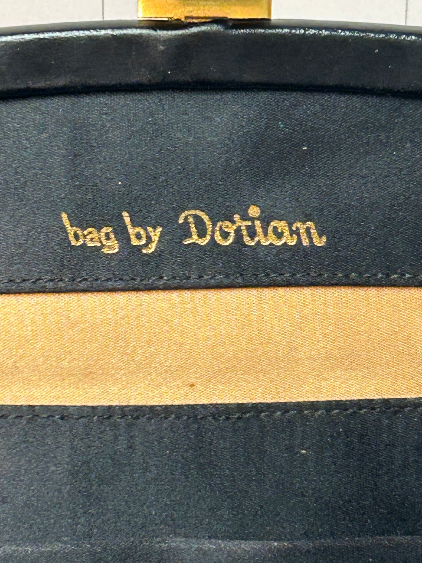 Dorian Vintage 1950s-60s Black Leather Purse Handbag Attached Coin Purse Gold-Tone Hardware