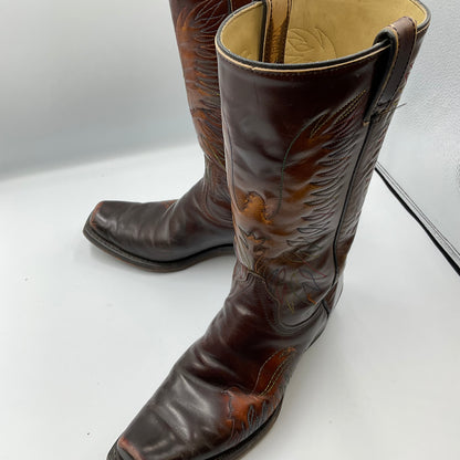 Vintage Wrangler 5630 Men's 9D Brown Leather Eagle Western Cowboy Boots