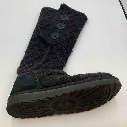 UGG Australia Classic Cardy Black Cable Knit 3 Button Boots Womens Size 8