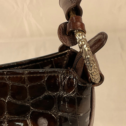 Brighton Shoulder Bag - Dark Brown - Metal Accents