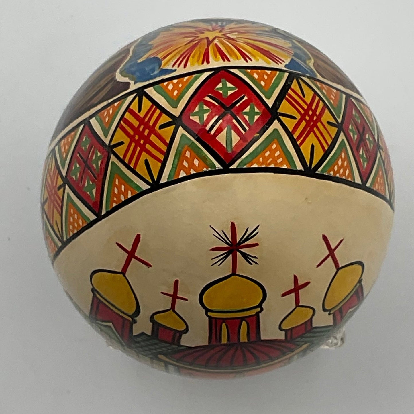 Hand Painted Vintage Russian Wooden Egg Original Artwork