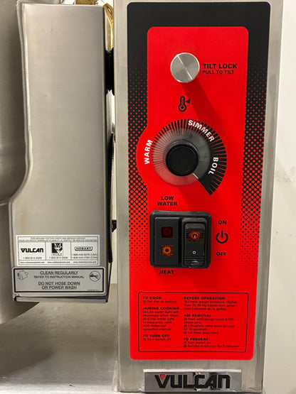 Brand New 2024 Vulcan K6Ett-7 6 Gallon Tilting Electric Steam Jacketed Kettle 7.5kw 208V with Base Table Stand