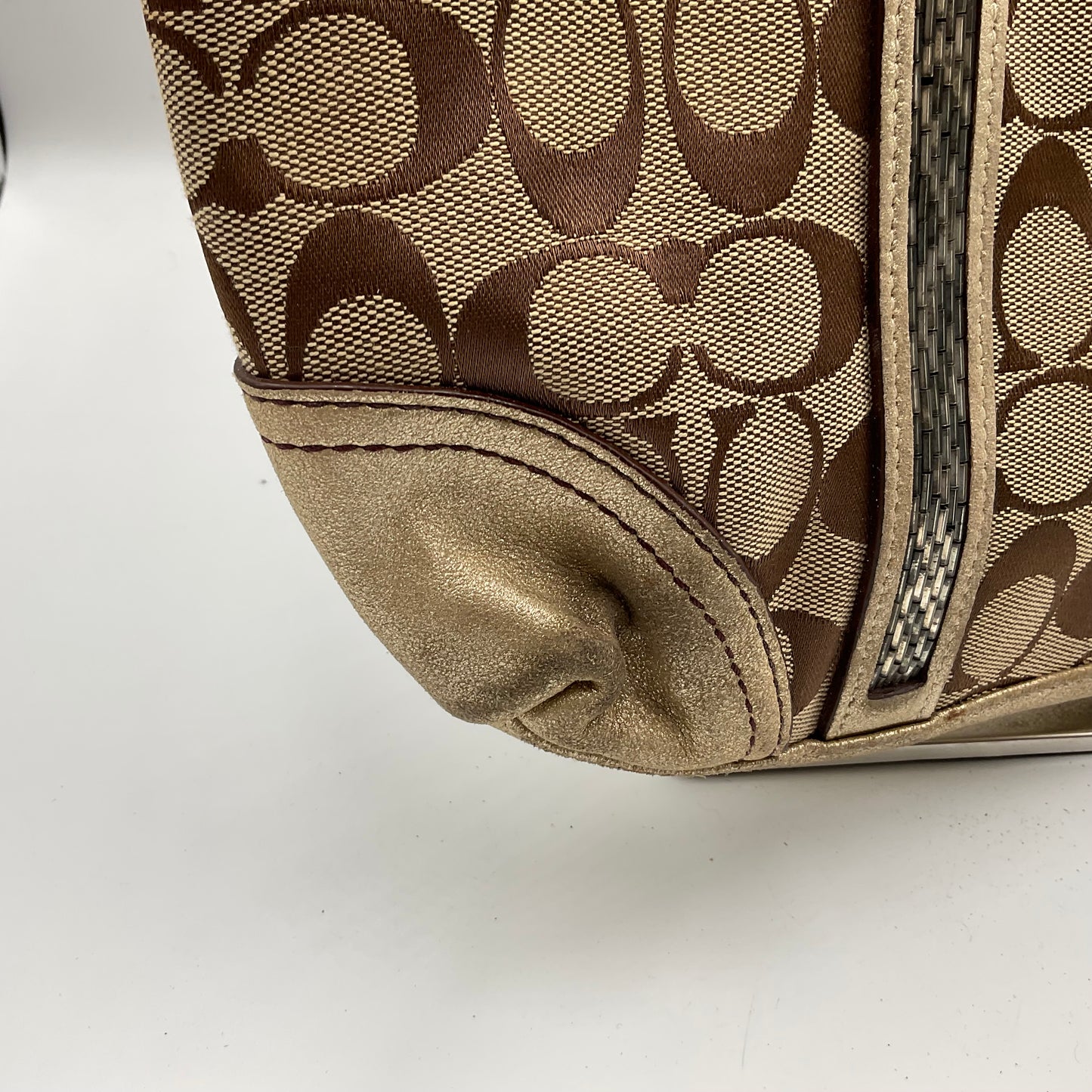 Coach Signature Gallery Tote Metallic Gold Trim