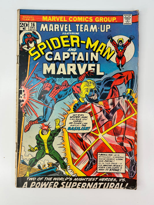 Spider-Man & Captain Marvel Team-Up #16 Vintage 1973 First Basilisk App Marvel Group Comic Book