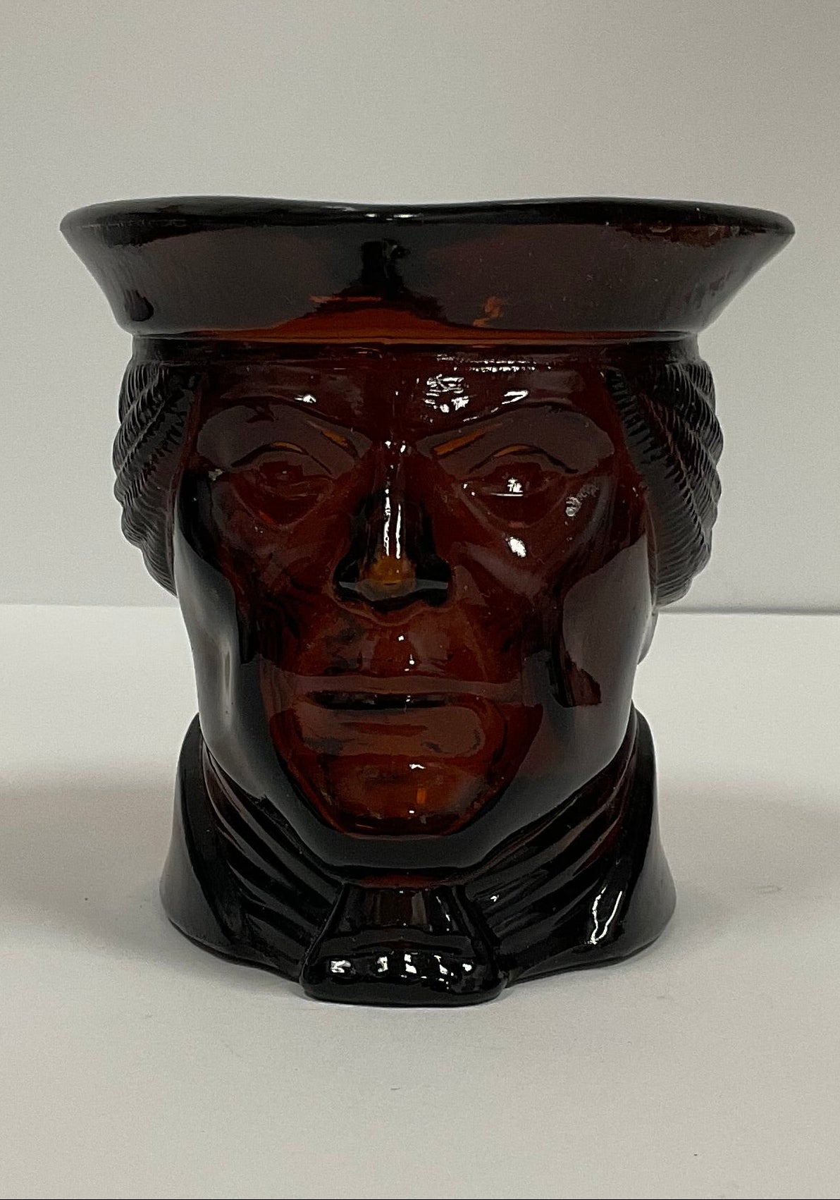 Paul Revere Vintage 1970s Avon Figural Bicentennial Amber Glass Head Candle Holder
