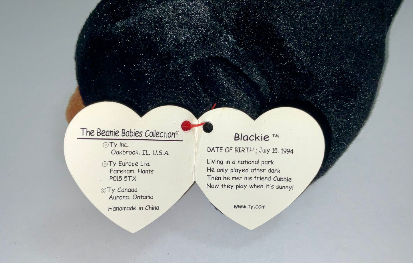 Blackie the Black Bear Vintage 1994 Ty Beanie Babies Collection Plush Collectible with Tag Beanie Baby