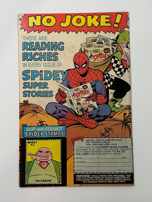 Spider-Man Spidey Super Stories #18 Kingpin in Fun City Vintage 1976 Marvel Comic and Electric Company
