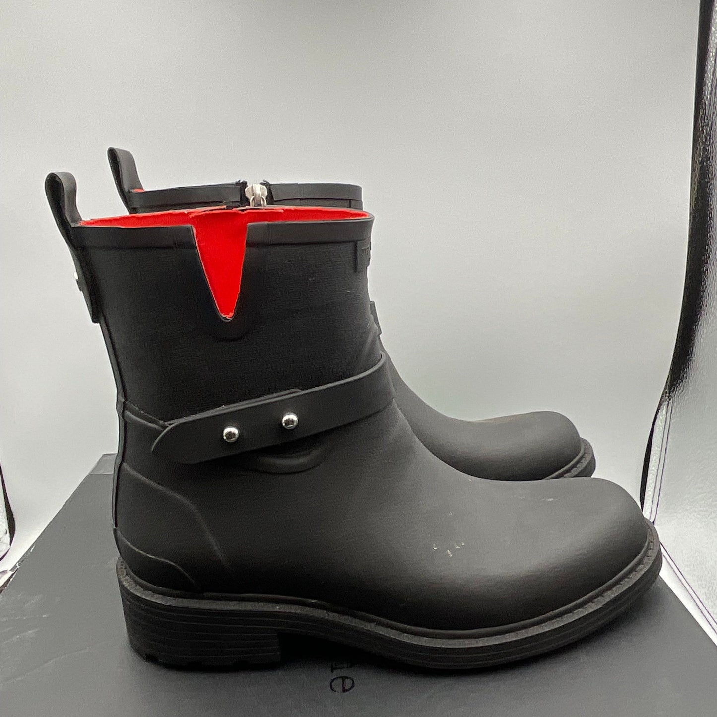 Rag and Bone Black Moto Rain Boots Size 6 In-Box