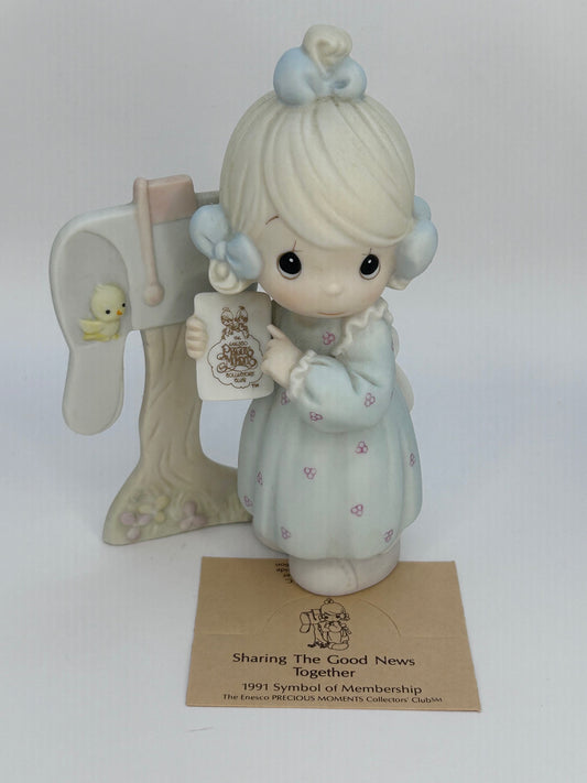 Precious Moments Vintage 1990 1991 Symbol of Membership Sharing The Good News Together Orig Box