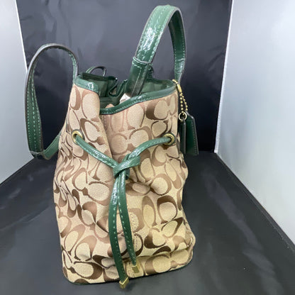 Coach Signature Python Striped Carryall Green Tote Bag