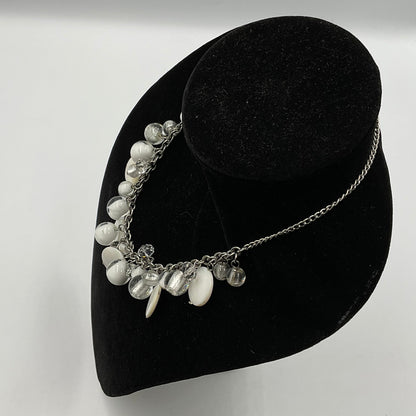 White Stone Beaded Chain Necklace