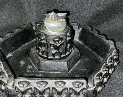 Coco Joe Vintage Lava Rock Petroglyph Lighter Holder and Ashtray