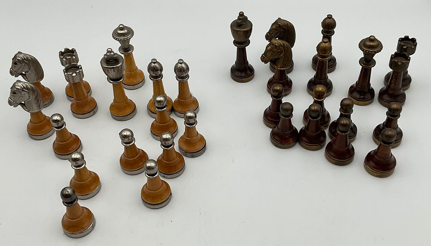 Vintage Chess 32 Pieces Potentially Italfama Firenze Metal and Wood