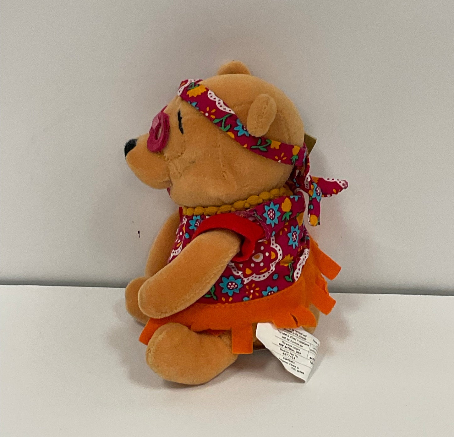 Flower Power Hippy Winnie the Pooh Bear Vintage Mini Beanbag Beanie Plush Disney Collectible