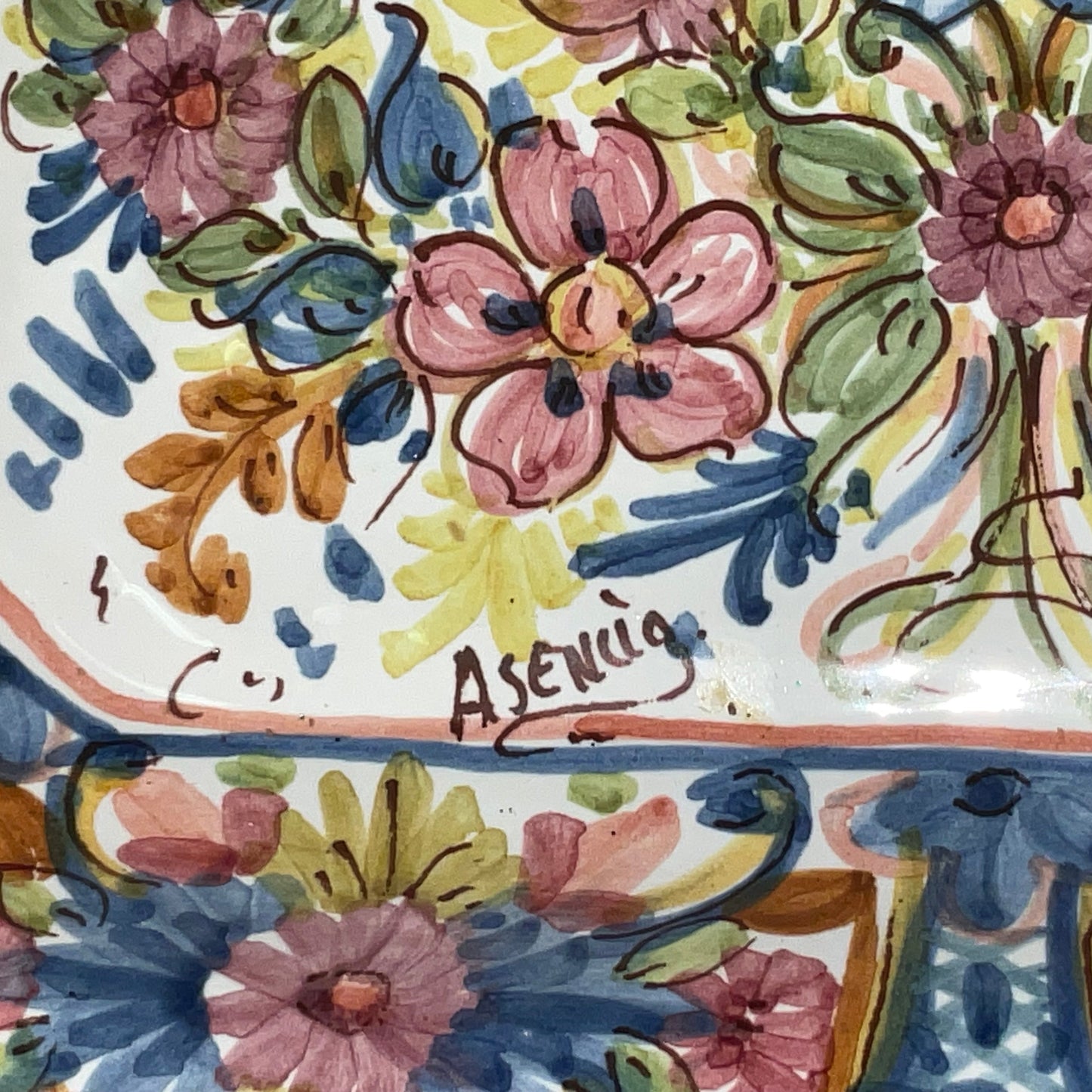 Vintage Sevillarte MF Hand-Painted Ceramic Oval Platter