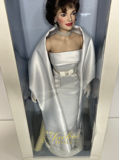 Jackie Kennedy Onassis Doll by Franklin Mint White Satin Gown Ensemble 15 1/8 inches Original Box