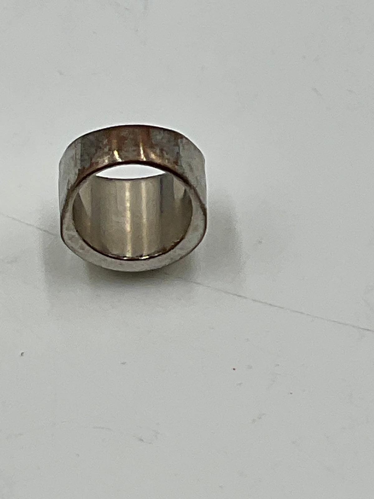 Vintage Two Tone Gold Silver Tone Faceted Wide Band Statement Ring